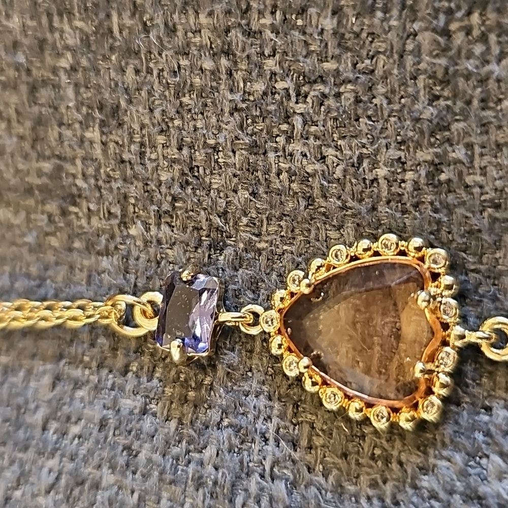 Loft Outlet Gold Necklace with Pink and Purple Accents - Picture 7 of 8